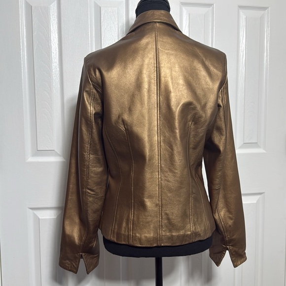 Vintage Coldwater Creek Metallic Leather Jacket - Size Small - Picture 9 of 10